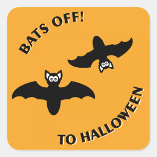 Halloween Bats Orange Quadratischer Aufkleber