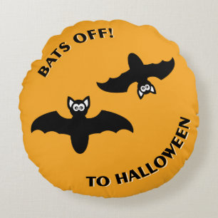 Halloween Bats Orange Rundes Kissen