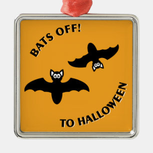 Halloween Bats Orange Silbernes Ornament