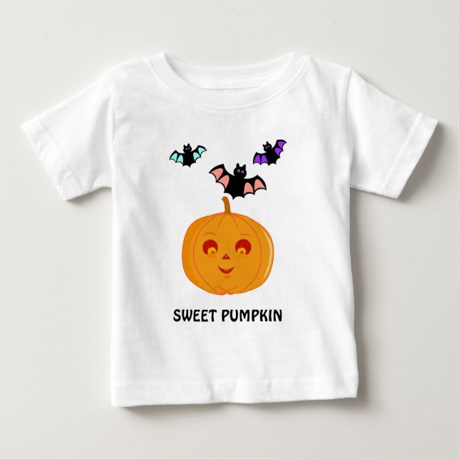 Halloween Bats & Pumpkin Baby T-shirt (Vorderseite)
