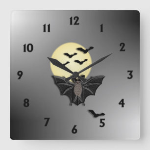 Halloween Bats Quadratische Wanduhr