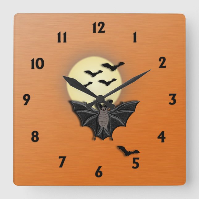 Halloween Bats Quadratische Wanduhr (Vorderseite)