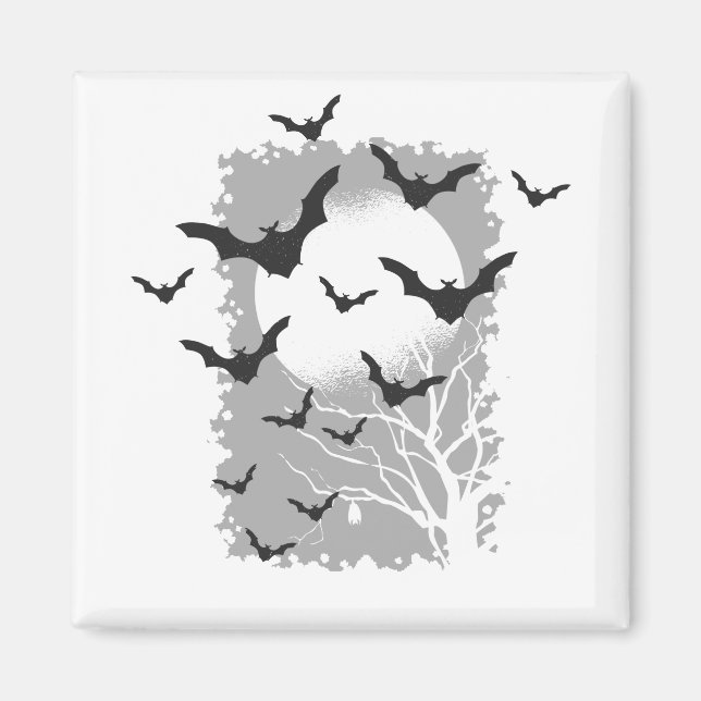 Halloween Bats Silhouette Black Flying Vampires Magnet (Vorne)