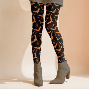 Halloween Bats Spiders Spooky Niedlich Orange Blac Leggings