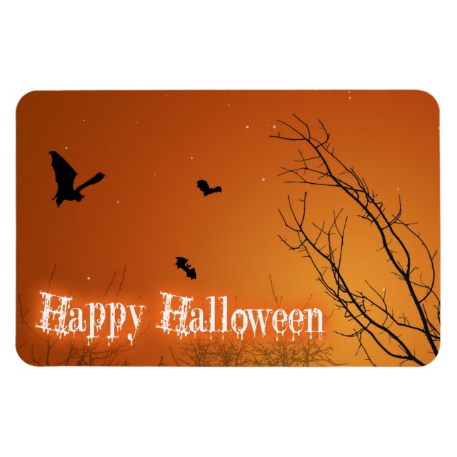 Halloween Bats und Bäume Magnet (Horizontal)