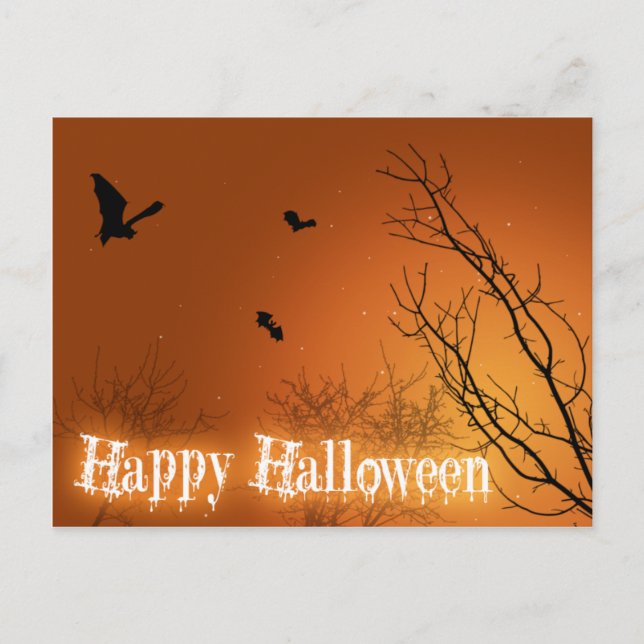 Halloween Bats und Bäume Postkarte (Vorderseite)