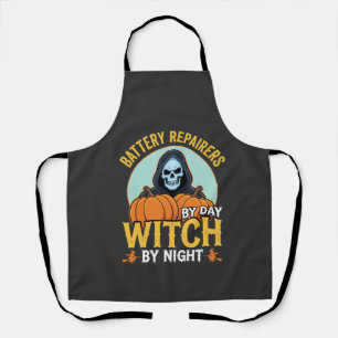 Halloween-Batterie-Reparierer Hexe bei Nacht Desig Schürze