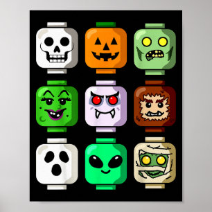 Halloween-Bau Backstein-Kopf Kürbis-Geist Zombie Poster