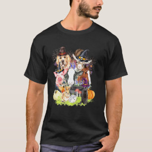 Halloween-Bauernhof-Tier Pferd Hund Kuh schwarze K T-Shirt