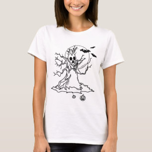 Halloween Baum mit Antlern, Mond und Kürbiskins T-Shirt