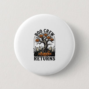 Halloween-Baum-Shirt Vintage Gruseliger Kürbis Gra Button