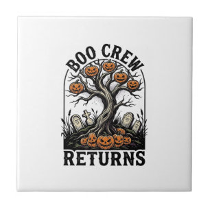 Halloween-Baum-Shirt Vintage Gruseliger Kürbis Gra Fliese