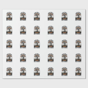 Halloween-Baum-Shirt Vintage Gruseliger Kürbis Gra Geschenkpapier