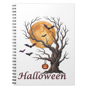 Halloween-Baum und Kürbis Jack-o'-Lantern Notizblock