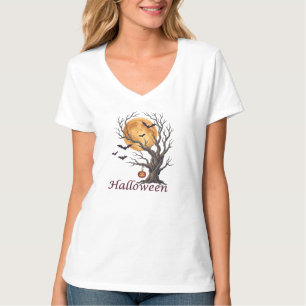 Halloween-Baum und Kürbis Jack-o'-Lantern T-Shirt