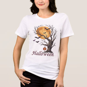 Halloween-Baum und Kürbis Jack-o'-Lantern T-Shirt Tri-Blend Shirt