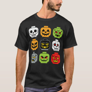 Halloween-Bauziegel-Kopf Erwachsene Männer Jugend T-Shirt