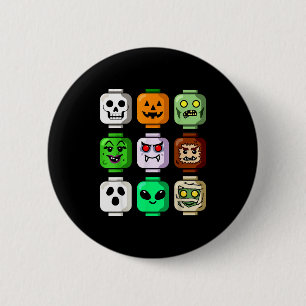 Halloween-Bauziegel-Kürbis-Geist-Zombie Button