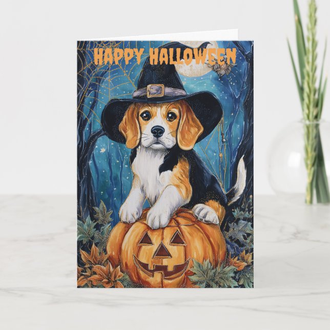 Halloween Beagle Feiertagskarte (Vorderseite)
