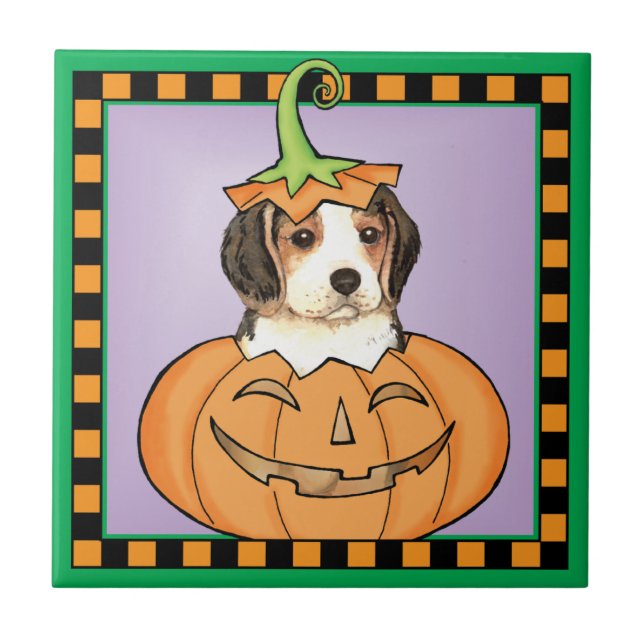 Halloween-Beagle Fliese (Vorderseite)