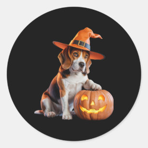 Halloween Beagle für Hundeliebhaber Kostüm F Runder Aufkleber