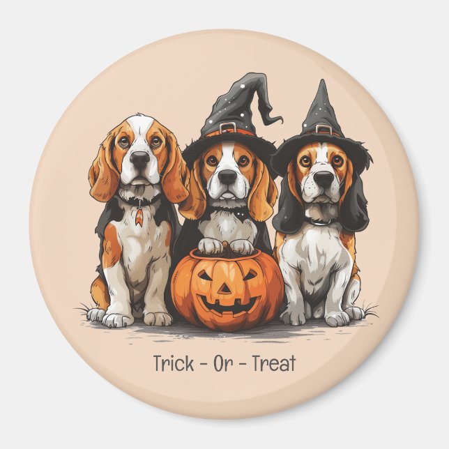 Halloween-Beagle-Hunde für Trick oder Treat Magnet (Vorne)