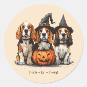 Halloween-Beagle-Hunde für Trick oder Treat Runder Aufkleber