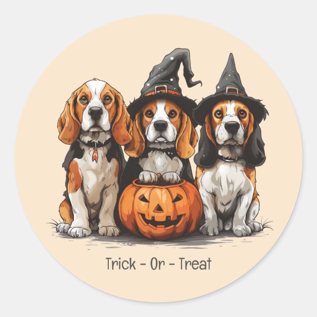 Halloween-Beagle-Hunde für Trick oder Treat Runder Aufkleber (Vorderseite)