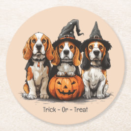 Halloween-Beagle-Hunde für Trick oder Treat Runder Pappuntersetzer