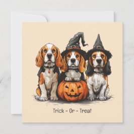 Halloween Beagle Hunde Kürbislaterne Einladung
