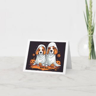 Halloween-Beagle in der Funny-Geisterkostüm Karte