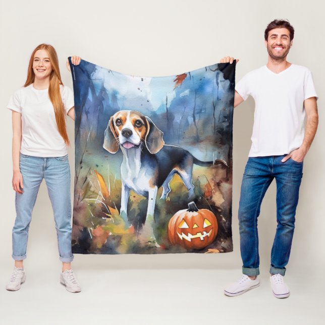Halloween-Beagle mit Pumpkins Beängstigend Fleecedecke (Beispiel)