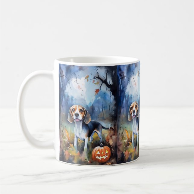Halloween-Beagle mit Pumpkins Beängstigend Kaffeetasse (Links)