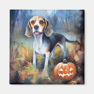 Halloween-Beagle mit Pumpkins Beängstigend Magnet