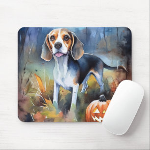 Halloween-Beagle mit Pumpkins Beängstigend Mousepad