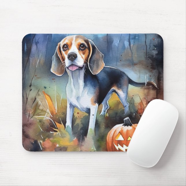 Halloween-Beagle mit Pumpkins Beängstigend Mousepad (Mit Mouse)