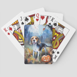 Halloween-Beagle mit Pumpkins Beängstigend Spielkarten
