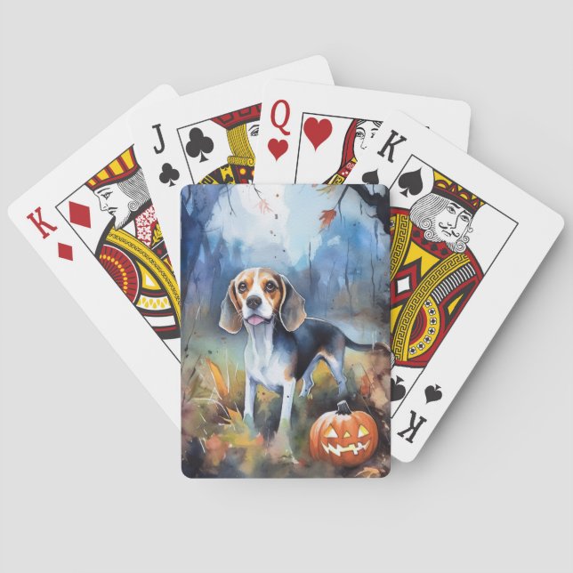 Halloween-Beagle mit Pumpkins Beängstigend Spielkarten (Rückseite)