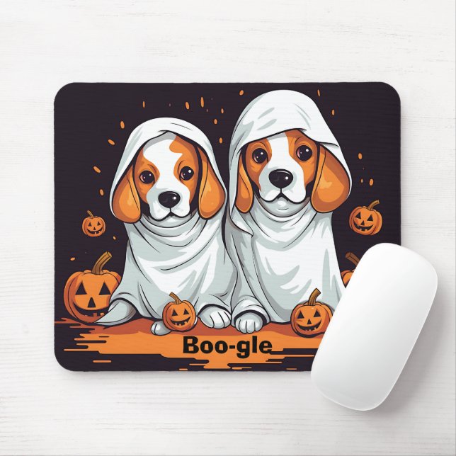 Halloween Beagles in Funny Ghost Costume Mousepad (Mit Mouse)
