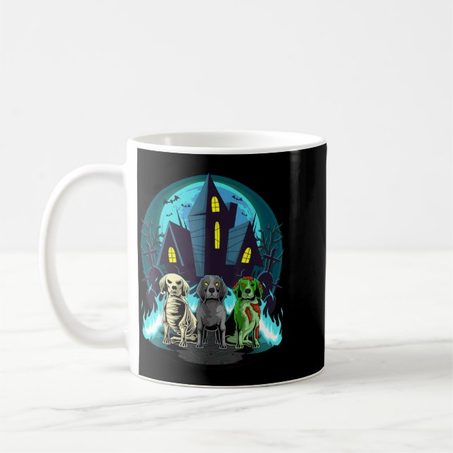 Halloween-Beagles Zombie-Skelett Schwarzer Beagle- Kaffeetasse (Links)