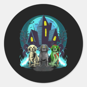 Halloween-Beagles Zombie-Skelett Schwarzer Beagle- Runder Aufkleber
