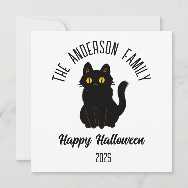 Halloween Beängstigend Black Cat Personalisierter  Feiertagskarte (Vorderseite)