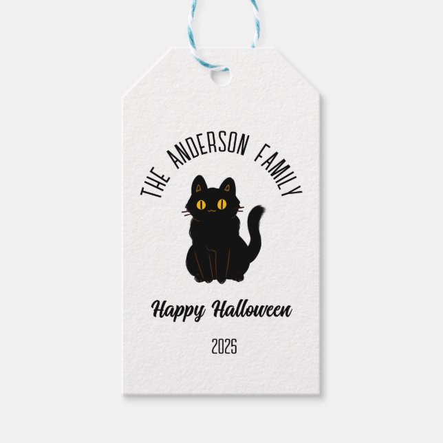 Halloween Beängstigend Black Cat Personalisierter  Geschenkanhänger (Vorderseite)