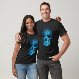 Halloween Beängstigend Blue Night Skull T-Shirt
