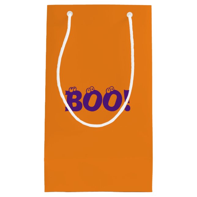 Halloween Beängstigend Boo! Augen lila orange Leck Kleine Geschenktüte (Vorderseite)