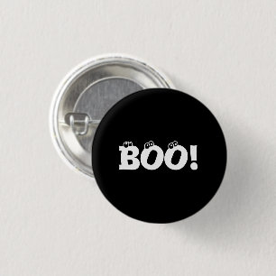 Halloween Beängstigend Boo! Augen Schwarz-weiß! Button