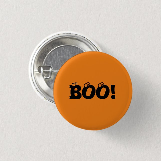 Halloween Beängstigend Boo! Augenbrauen schwarz or Button (Vorne & Hinten)