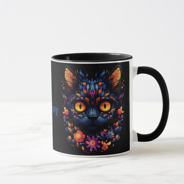 Halloween/Beängstigend Cat/Hexe/Zauberer personali Tasse (Rechts)