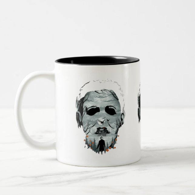 Halloween Beängstigend Design Zweifarbige Tasse (Links)
