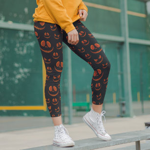 Halloween Beängstigend Eyes Face Modern Black Oran Leggings